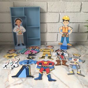 Melissa & Doug Julia & Doug Magnetic Dress-Up Wooden Doll Pretend Play Set